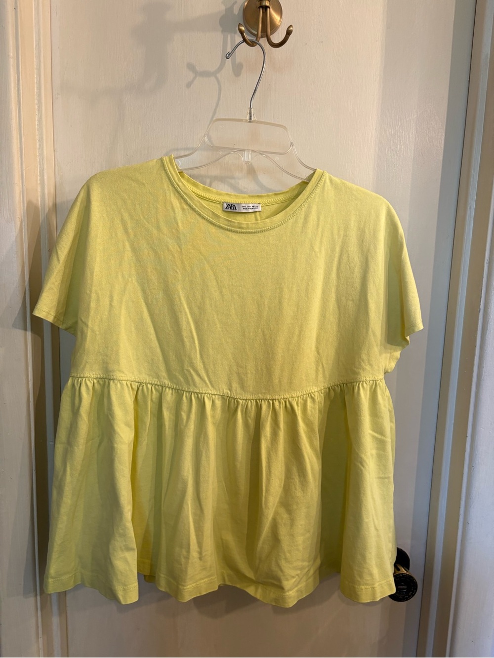 Zara Citrine Peplum Short-Sleeve Top